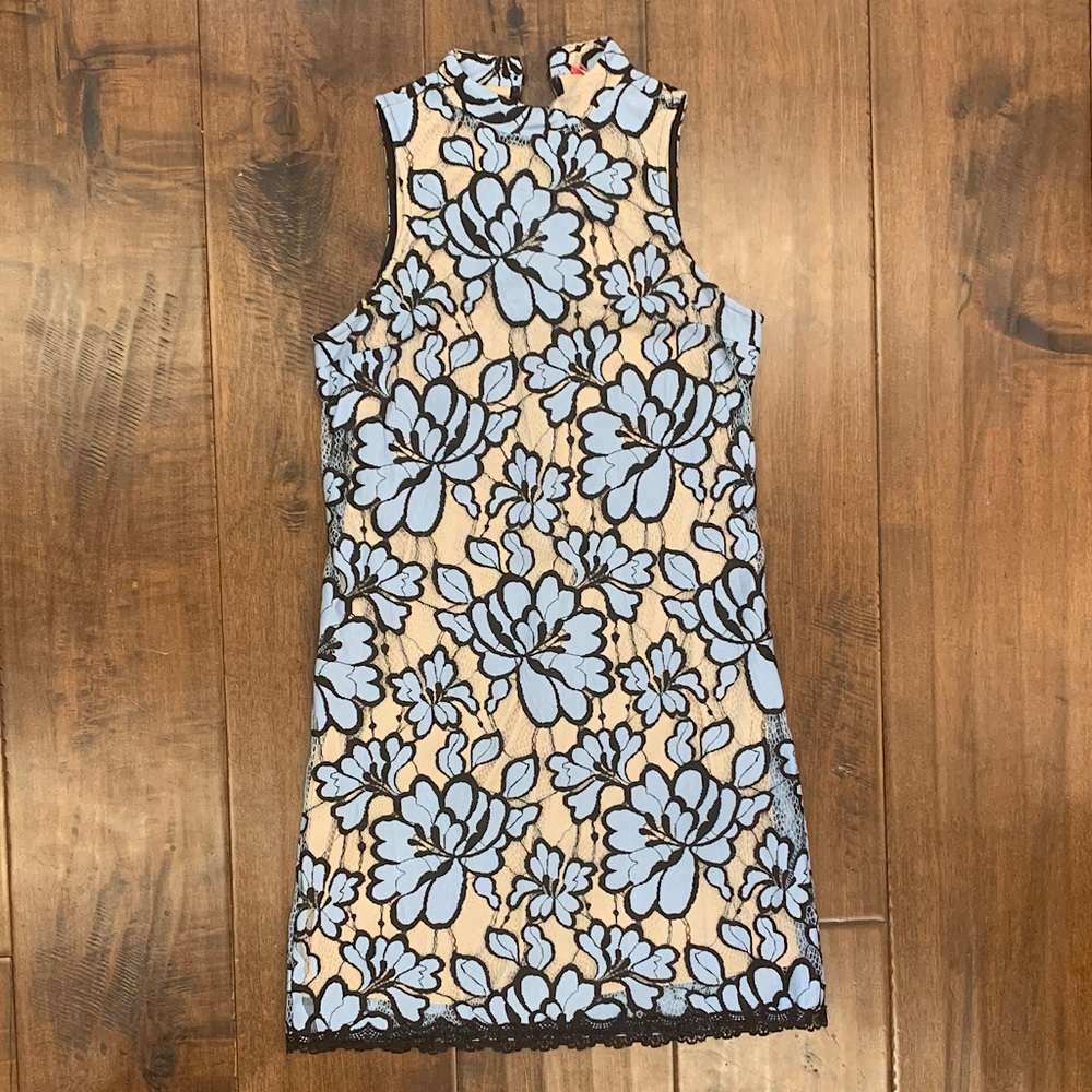 TR Designs blue lace mini dress